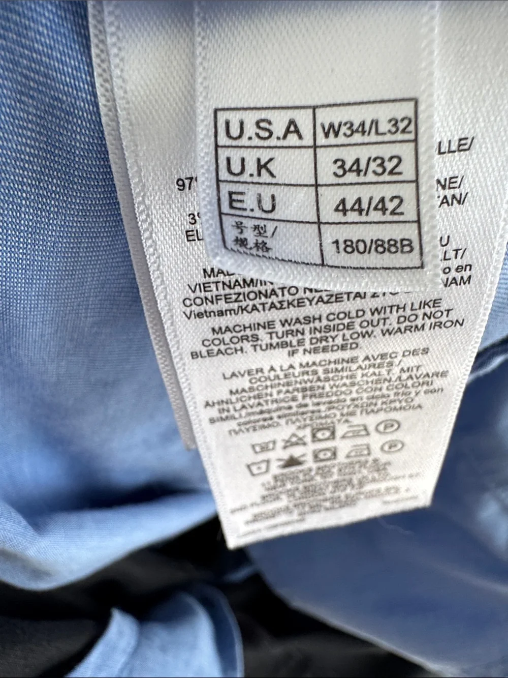 Brooks Brothers Advantage Chino Stretch Clark Fit Men’s Navy Pants W34 L32 cotto
